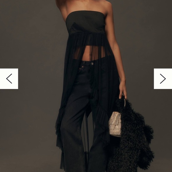By Anthropologie Strapless Tulle Tunic Top - Picture 2 of 4